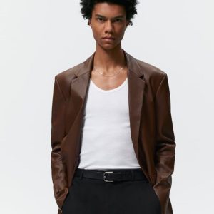 Faux Leather Blazer